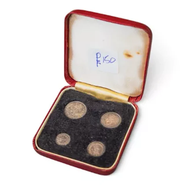 Cased Maundy coin set, 1875.