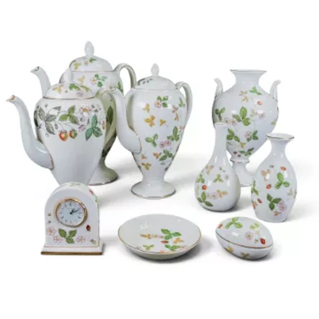 A collection of Wedgwood Wild Strawberry to include coffee pots, vases