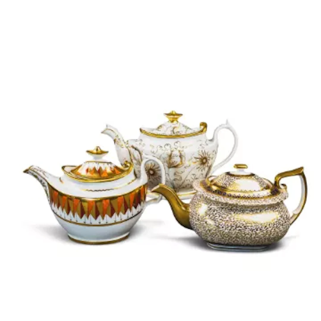 A group of 3 English porcelain 19th century teapots by various manufacturers