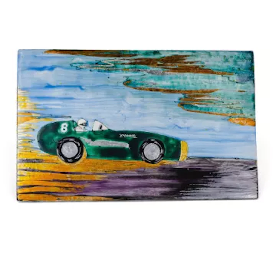 Lise B. Moorcroft large hand-painted ceramic tile, depicting Sir Stirling