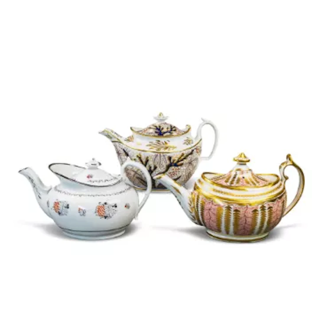 A group of 3 English porcelain 19th century teapots by various manufacturers