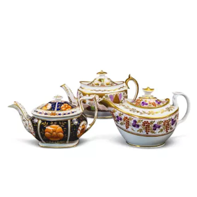 A group of 3 English porcelain 19th century teapots by various manufacturers