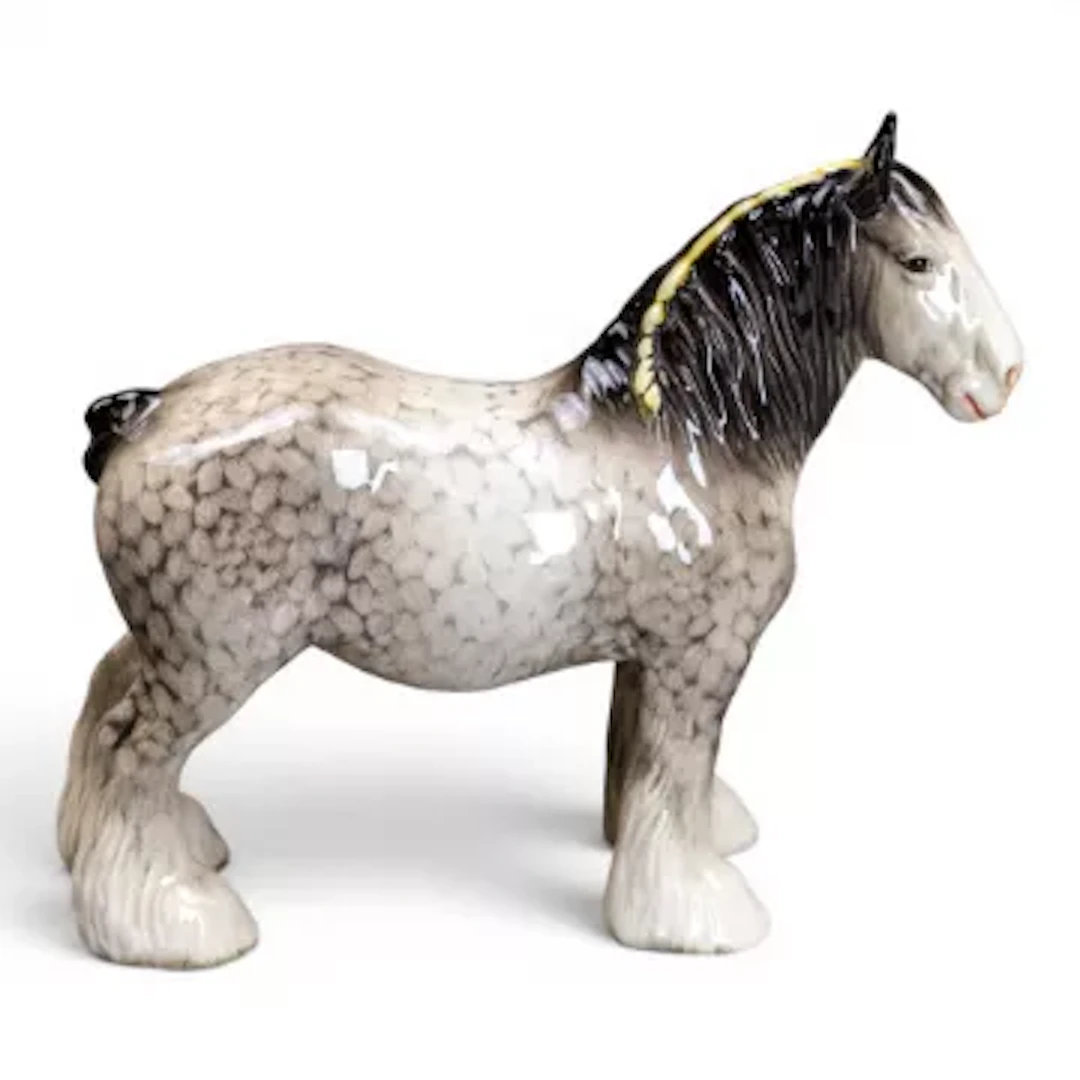 Beswick Shire horse model no.818, in Rocking Horse grey colourway, h.21cm.