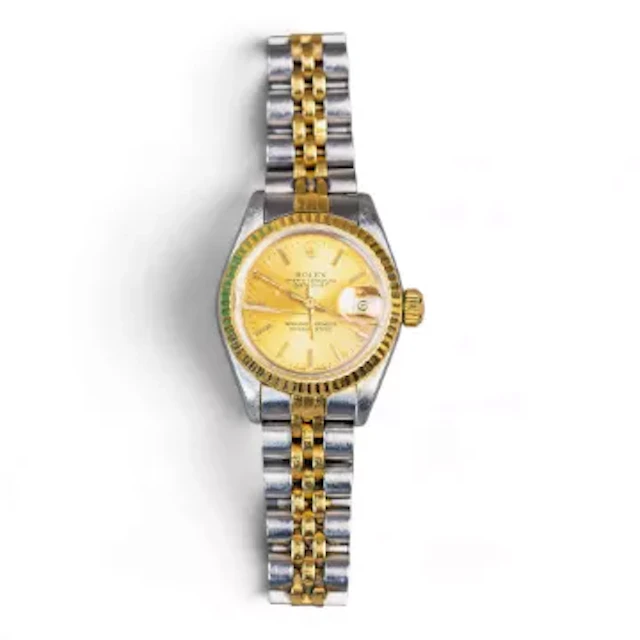 Ladies Rolex datejust wristwatch, champagne dial, stainless steel