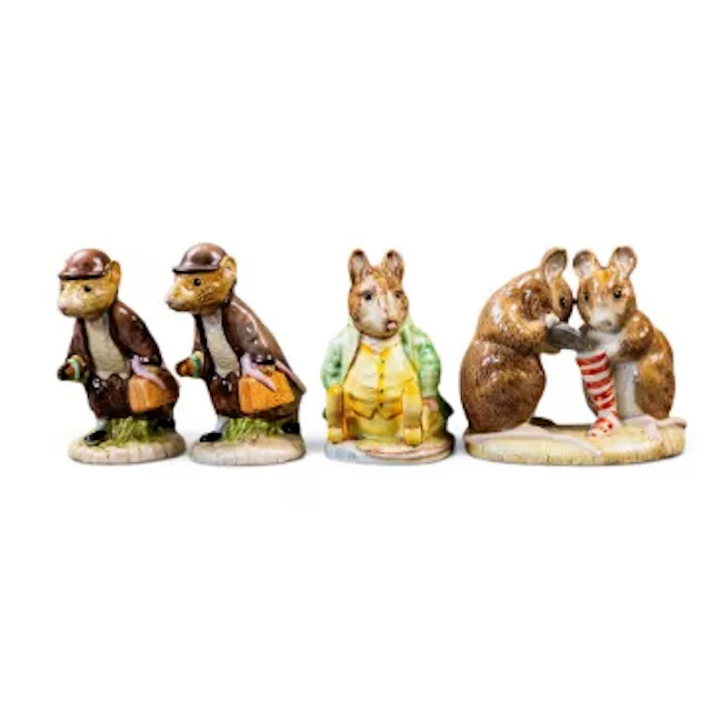 Beswick Beatrix Potter figures Johnny Town-mouse with bag BP4 together