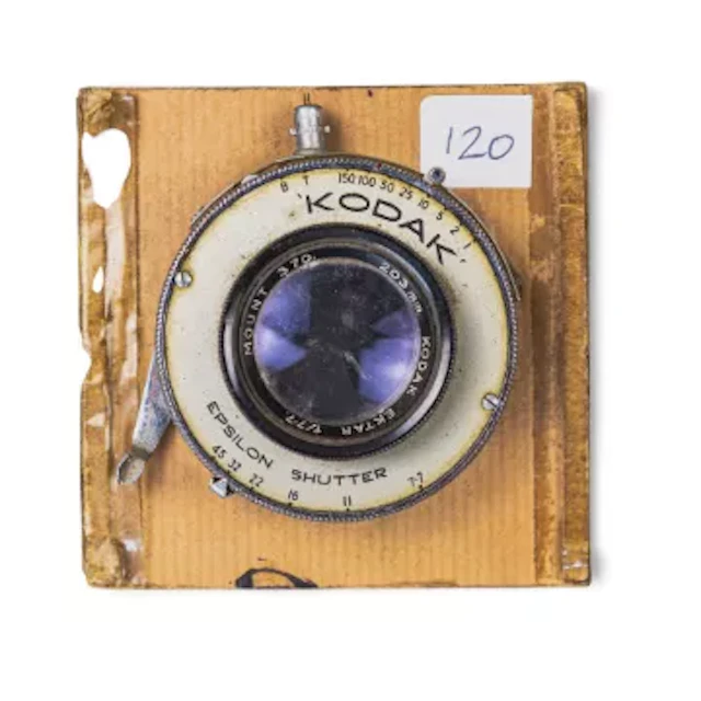 Kodak Ektar 203mm f/7.7 large format lens mounted in a Epsilon shutter