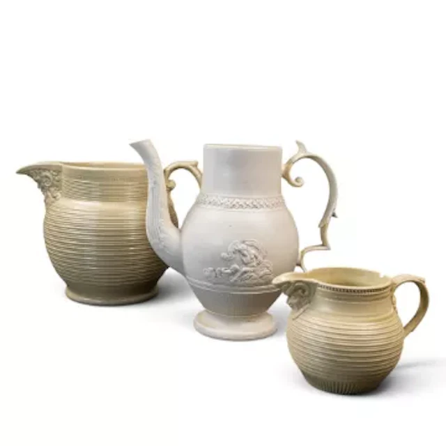 Three 19th century Stoneware pieces to include 2 jugs & a coffee pot