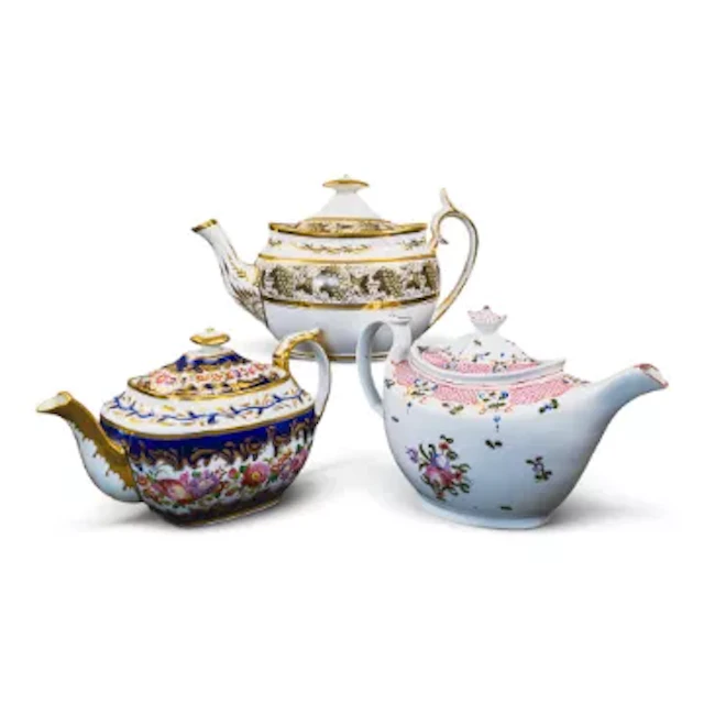 A group of 3 English porcelain 19th century teapots by various manufacturers