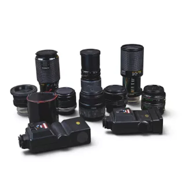 A collection of telephoto lenses to include Tamron 80-210mm f/3.8