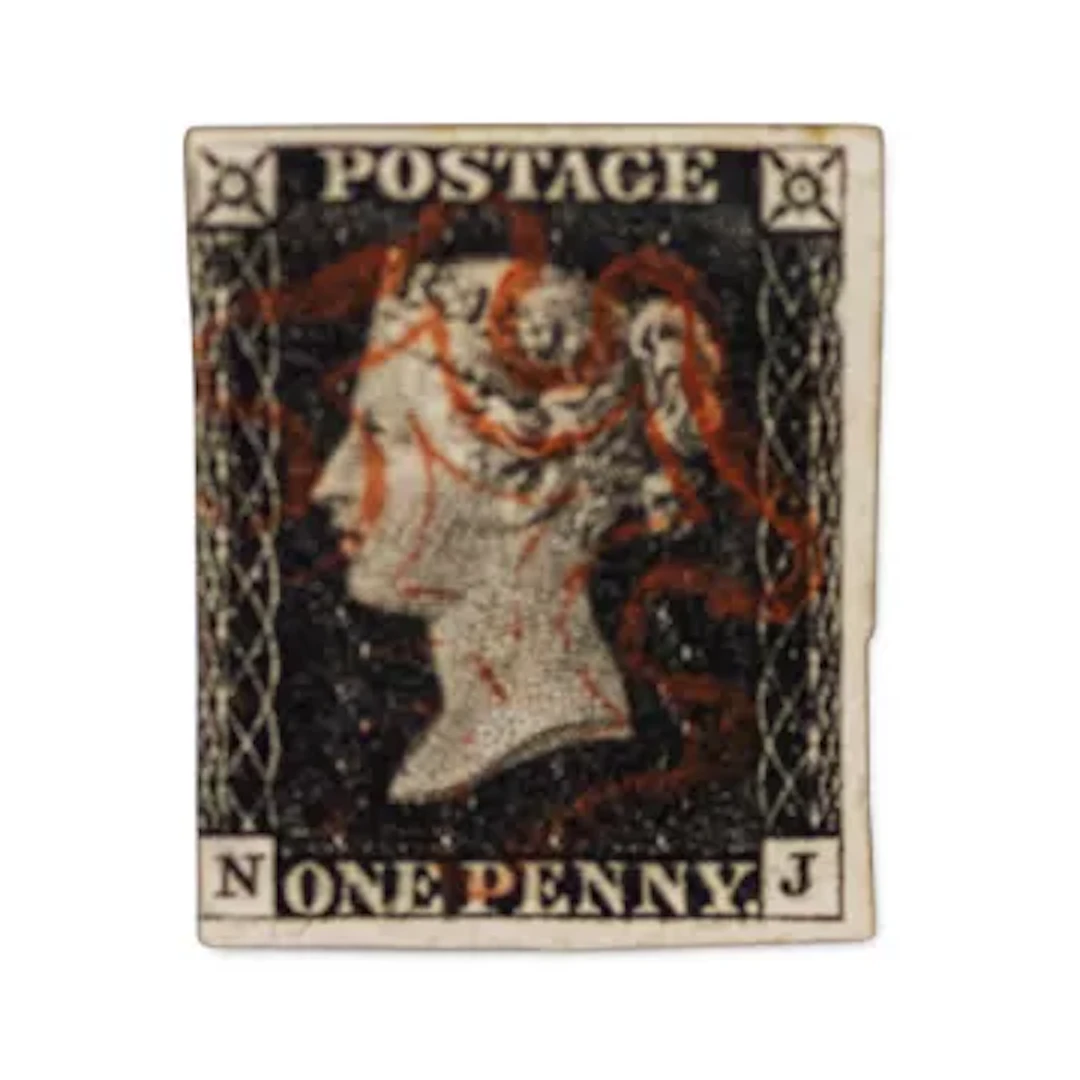 GB Penny black with nice light red MC cancel & 3 clear margins.
