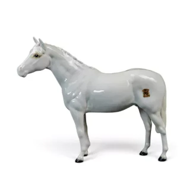 Rare Beswick Arab Bahram in painted white with original red sticker.
