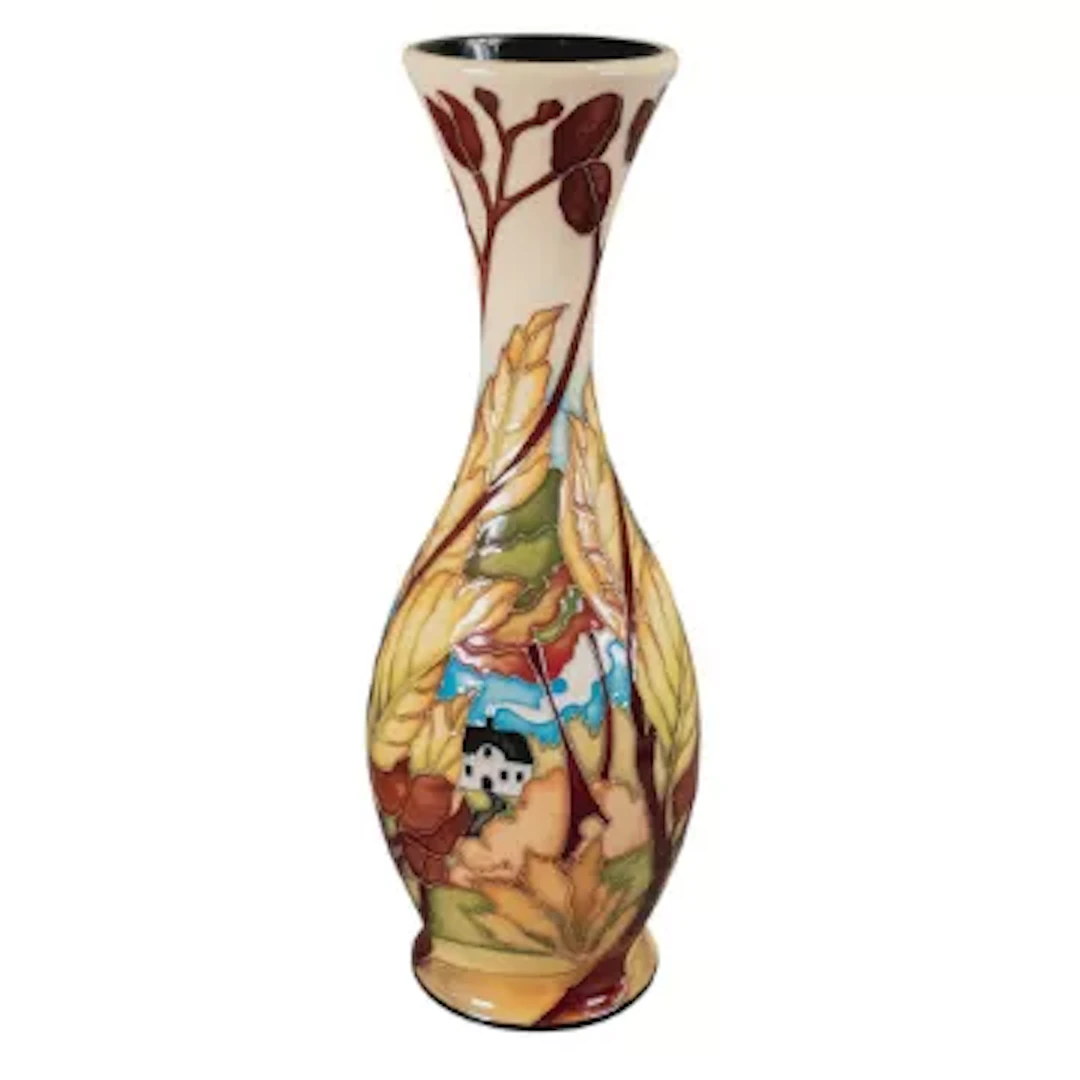 Moorcroft Trial Vase with House in Autumnal Landscape, dated 2014, h.25.5cm.