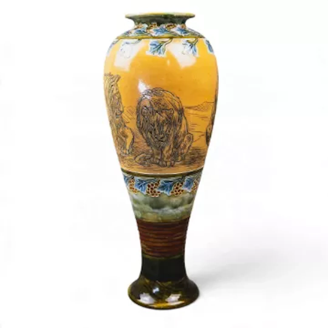 Hannah Barlow for Royal Doulton, a superb Lambeth Stoneware vase decorated