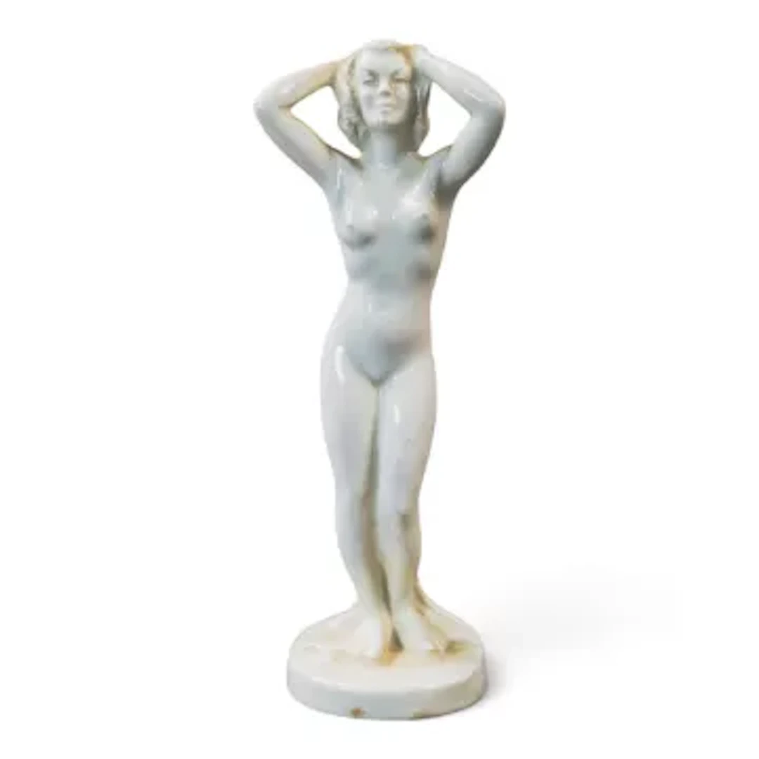 An Eric Owen hand sculpted nude classical Muse in Queensware / creamware