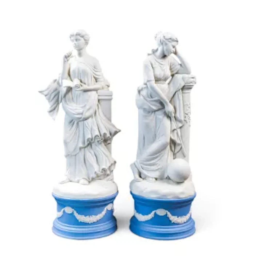 Two Wedgwood figures from the Classical Muses Series , each made in