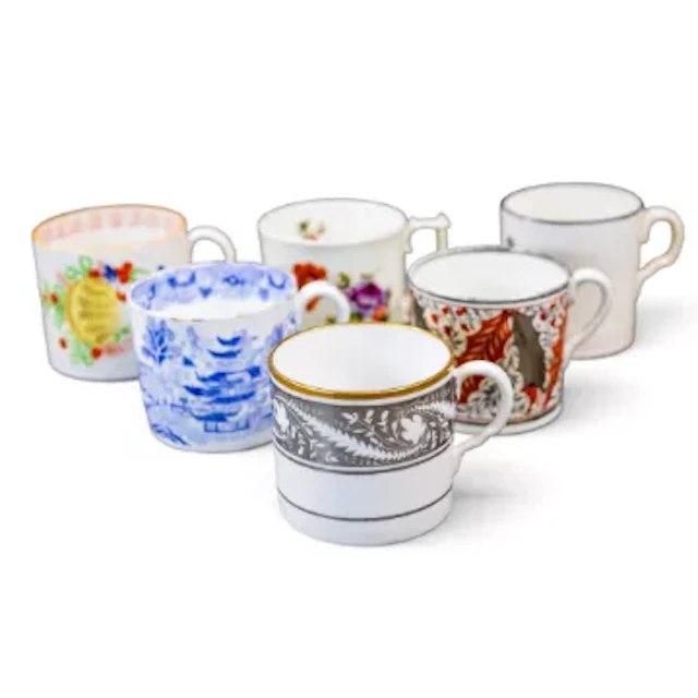 A group of six English porcelain coffee cans, all 19th century, by