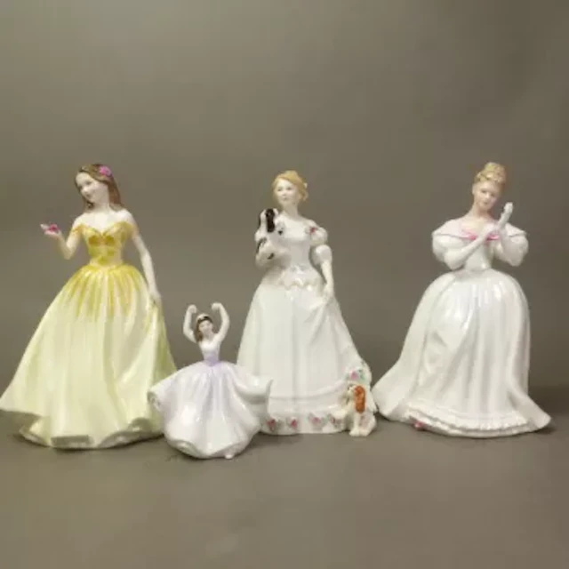 Four Royal Doulton lady figurines, Rose HN4581, Denise HN2477, Take