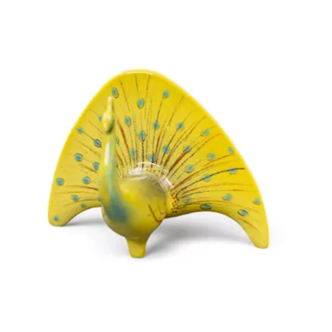 Rare Beswick Colin Melbourne peacock in yellow. Model no. 1482. h.9cm
