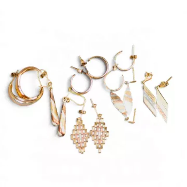 A collection of quality 9ct two colour gold earrings, 10g.