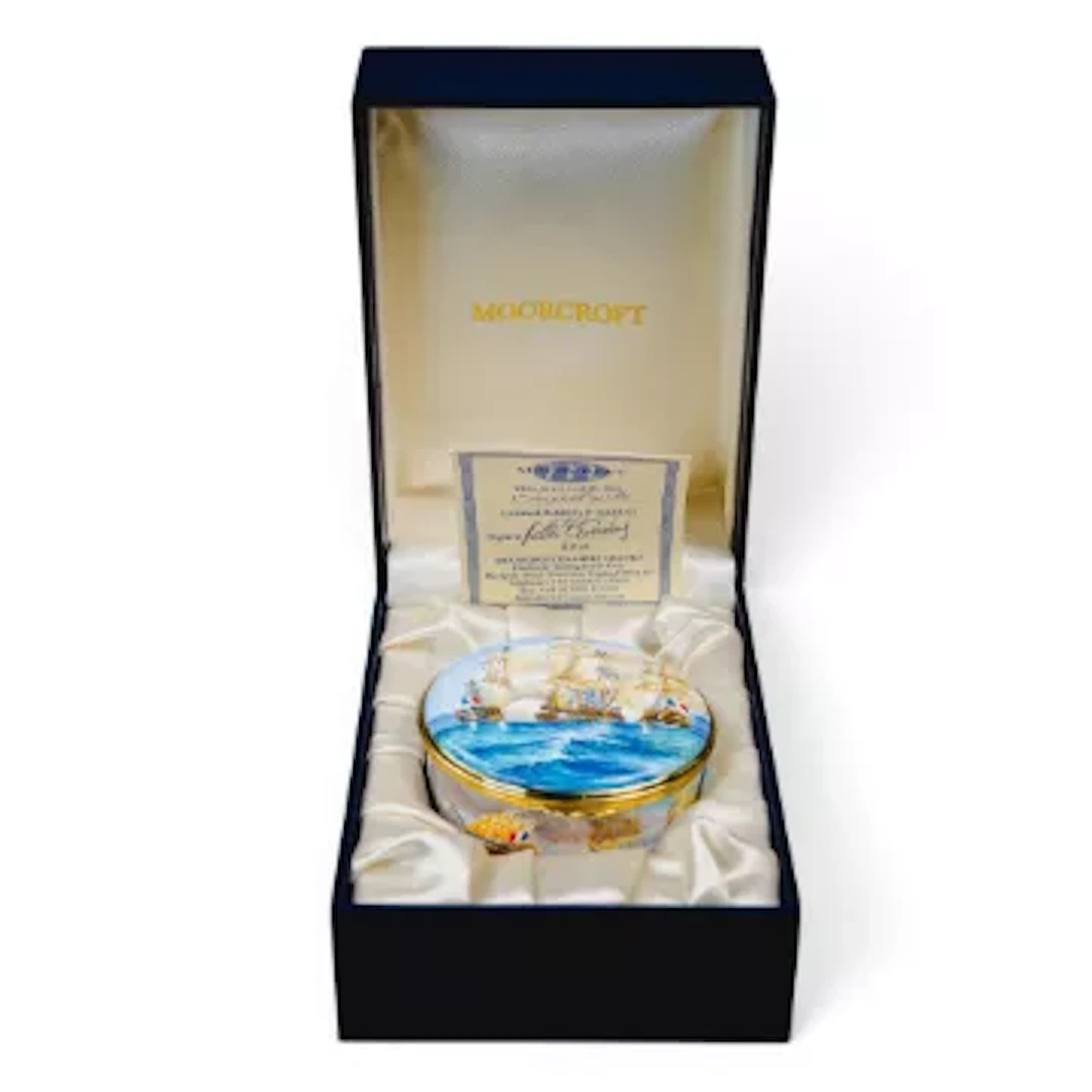A Moorcroft enamel limited edition box and cover 'Broadside' made