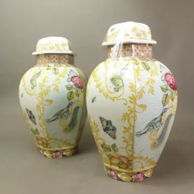 Large pair of Spode Sumatra pattern limited edition table lamp bases