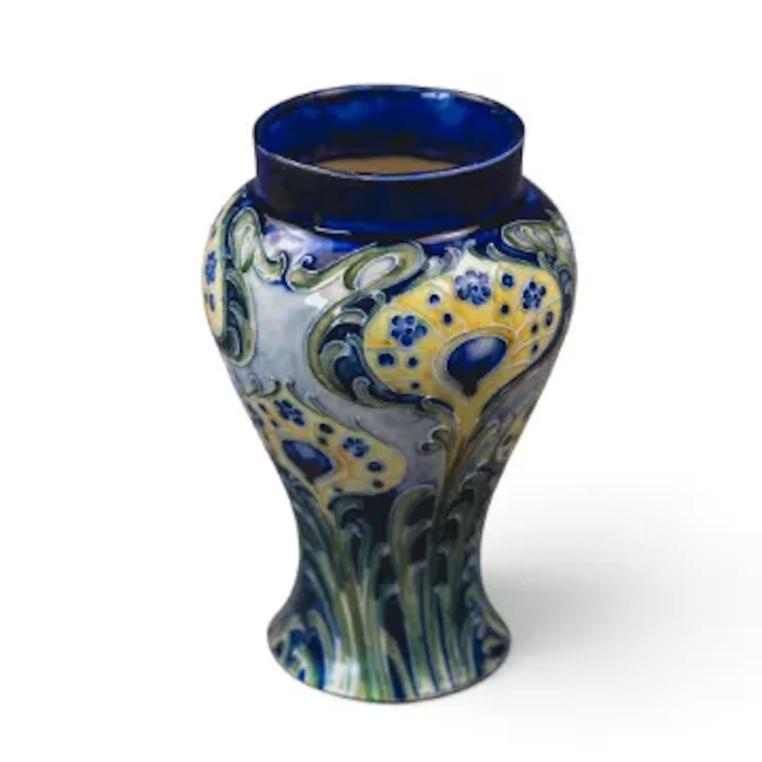 A Macintyre & Co Florian ware vase in the Peacock design, by William