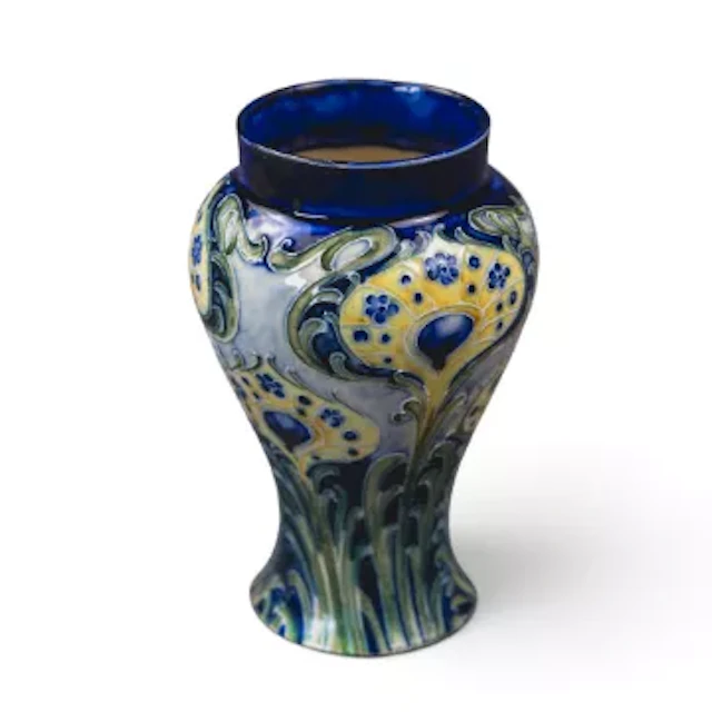 A Macintyre & Co Florian ware vase in the Peacock design, by William