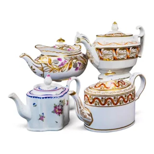 A group of 4 English porcelain 19th century teapots by various manufacturers