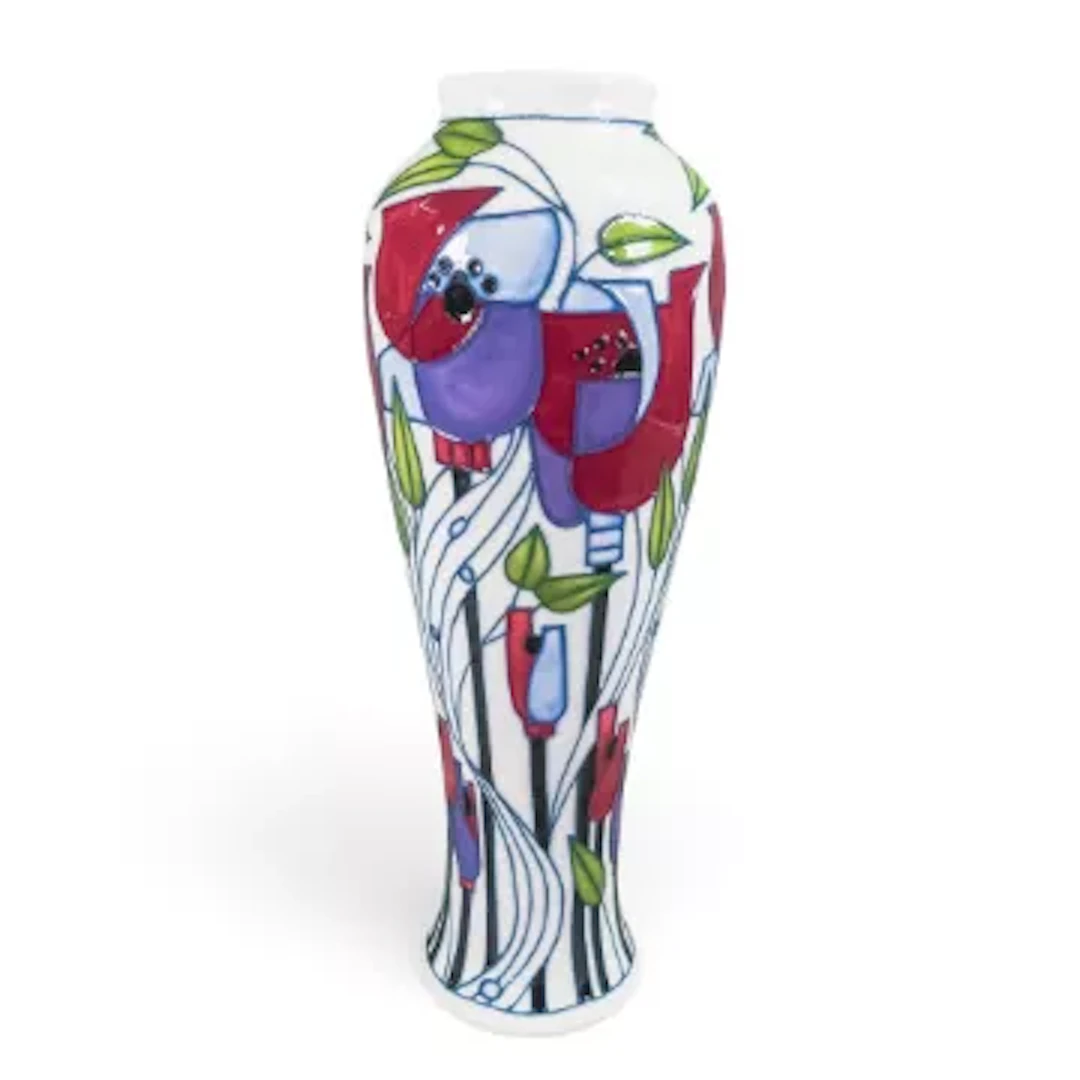 Moorcroft Mill Side vase 121/10, No 206. Signed by designer Rachel