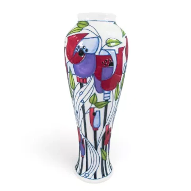 Moorcroft Mill Side vase 121/10, No 206. Signed by designer Rachel