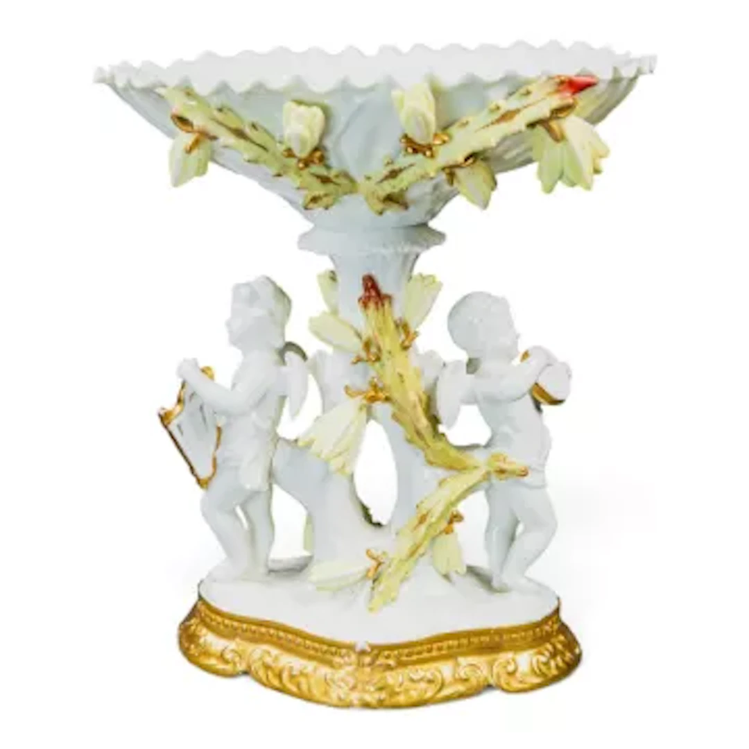 A Moore Brothers English porcelain centre piece, c1880, with fluted