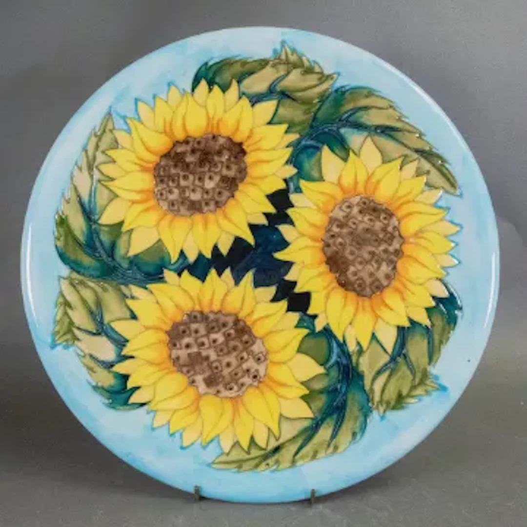 Moorcroft Sunflower Charger by Sally Tuffin, d.35.5cm.