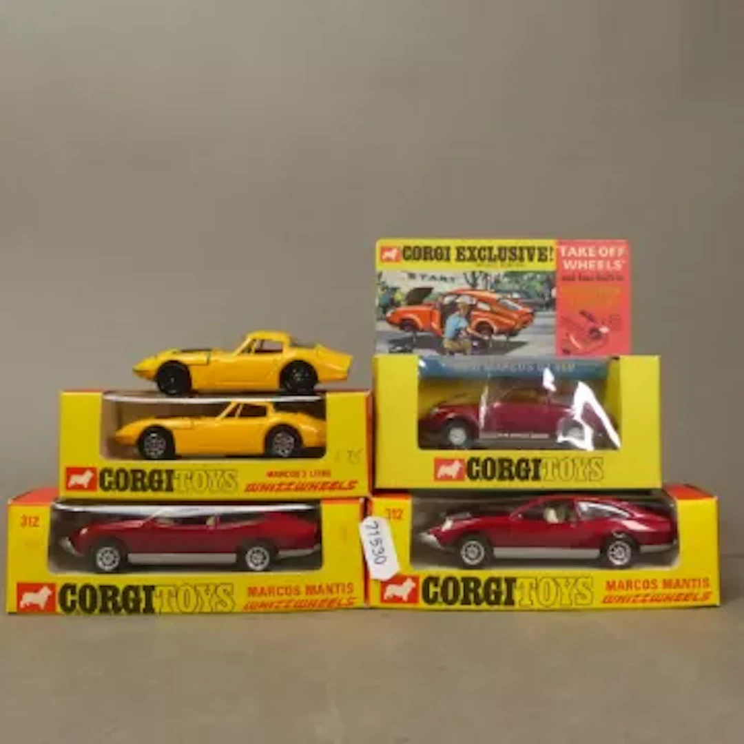 Three boxed Corgi Whizzwheels, models 312 x 2 and 377, all three boxes
