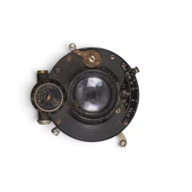 Cooke Anastigmat large format lens mounted inside a pneumatic Compound
