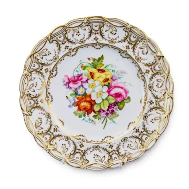 A Coalport rope edged plated, decorated with floral pattern to centre