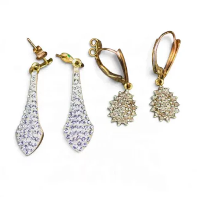 Pair of 9ct gold teardrop earrings, in a sparkling pave set design
