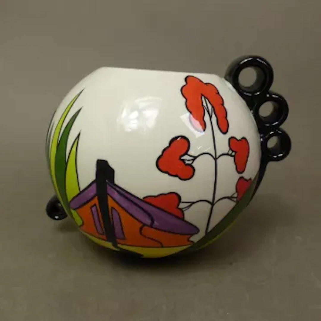 Lorna Bailey Ellgreave pattern globular vase, Old Ellgreave backstamp