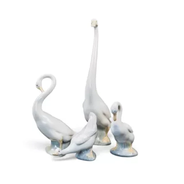 Nao birds by Lladro Porcelain to include:- A long necked swan, preening