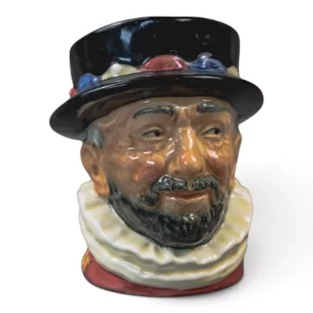 Royal Doulton small character jug Beefeater, GR yellow handle.