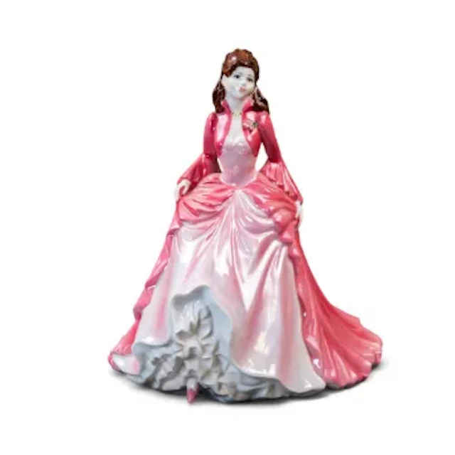 Coalport Ladies of Fashion figure, in a flowing pink gown, base with