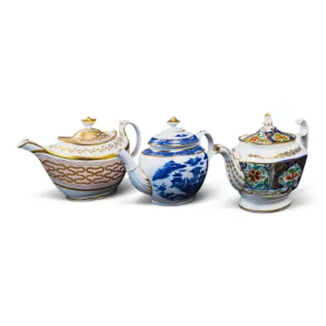 A group of 3 English porcelain 19th century teapots by various manufacturers