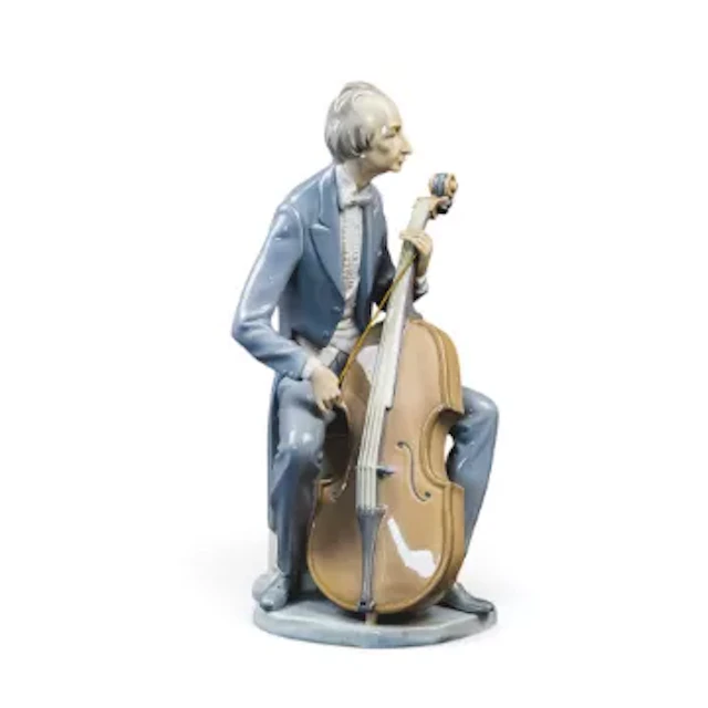 Lladro Porcelain character figure 'Cellist', model no.4651 depicting