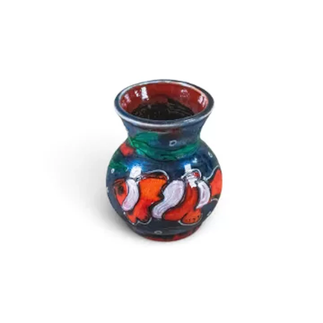 Anita Harris clownfish round vase. Height 10.5 cm. Signed in gold.
