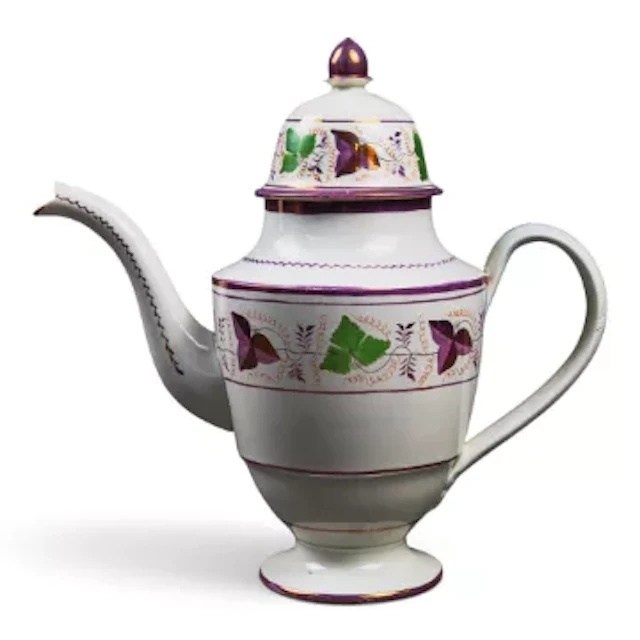 An English Pearlware coffee pot and cover, late 18th/early 19th century