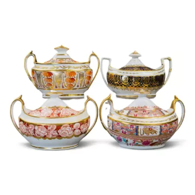 Four English porcelain 19th century sucriers & covers, various manufacturers