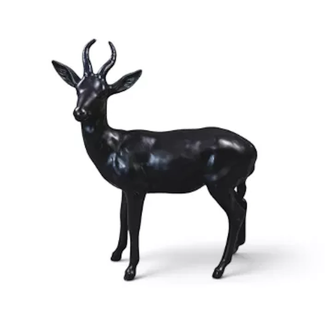 Rare Beswick Springbok in black satin. Model no. 1048. h.18cm