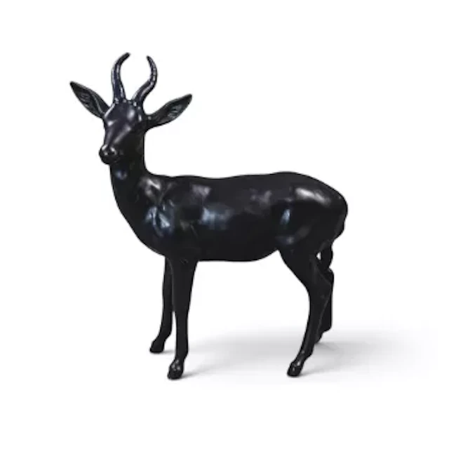 Rare Beswick Springbok in black satin. Model no. 1048. h.18cm