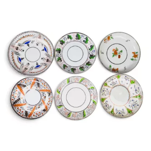 Six English porcelain saucer dishes, c19th century, decorated with