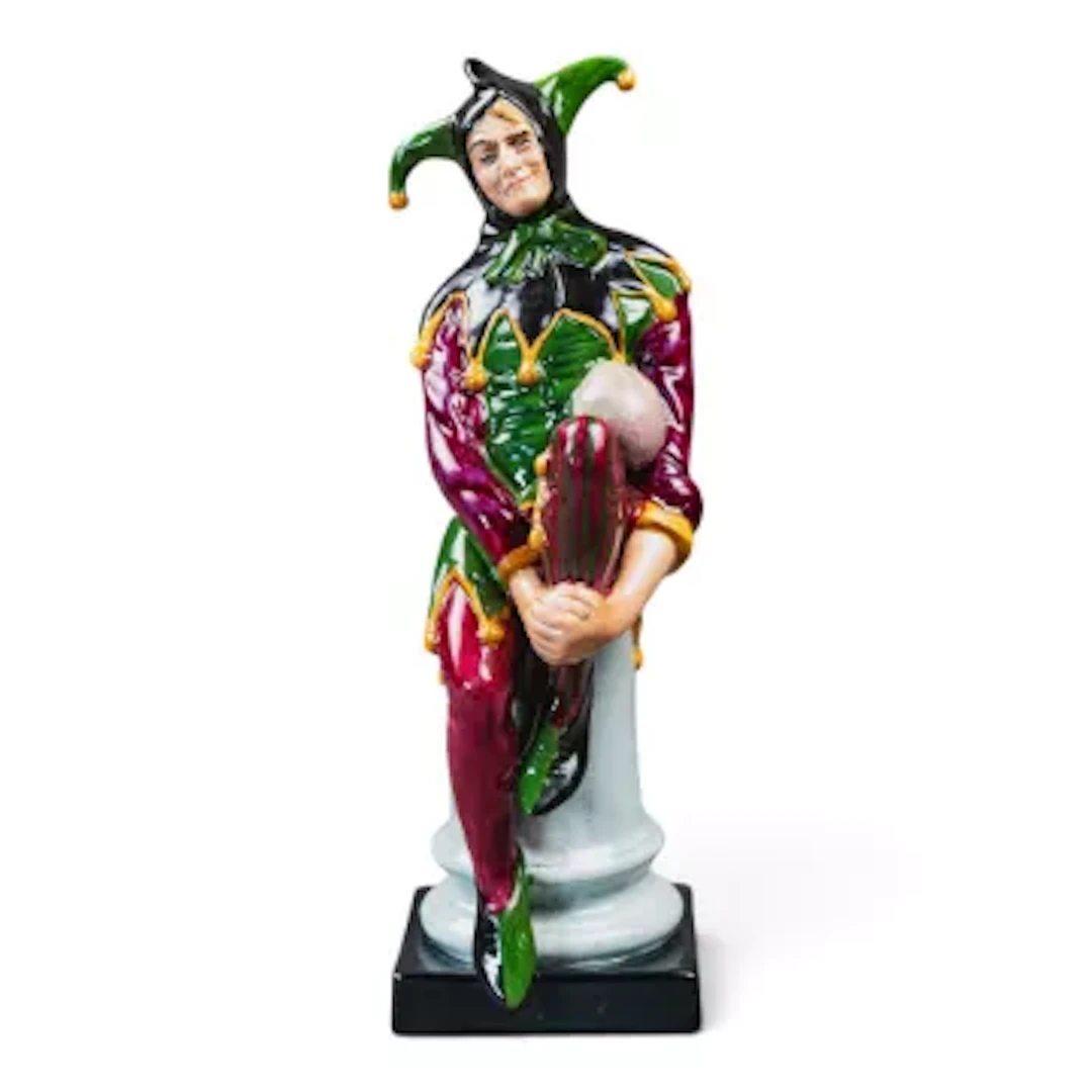 A Royal Doulton prototype Jester figure in an unusual colourway, with