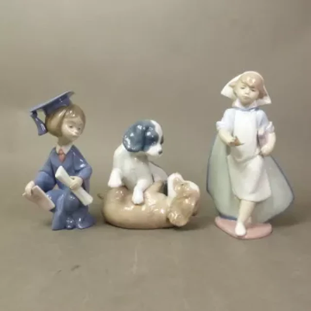 Two Lladro figures, a Nurse and a Student, together with a Nao figural